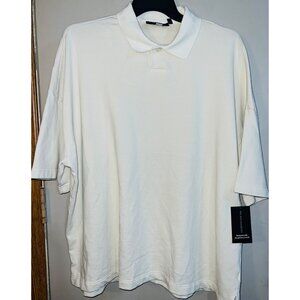 New No Boundaries White Oversized Fit Polo Shirt - Large